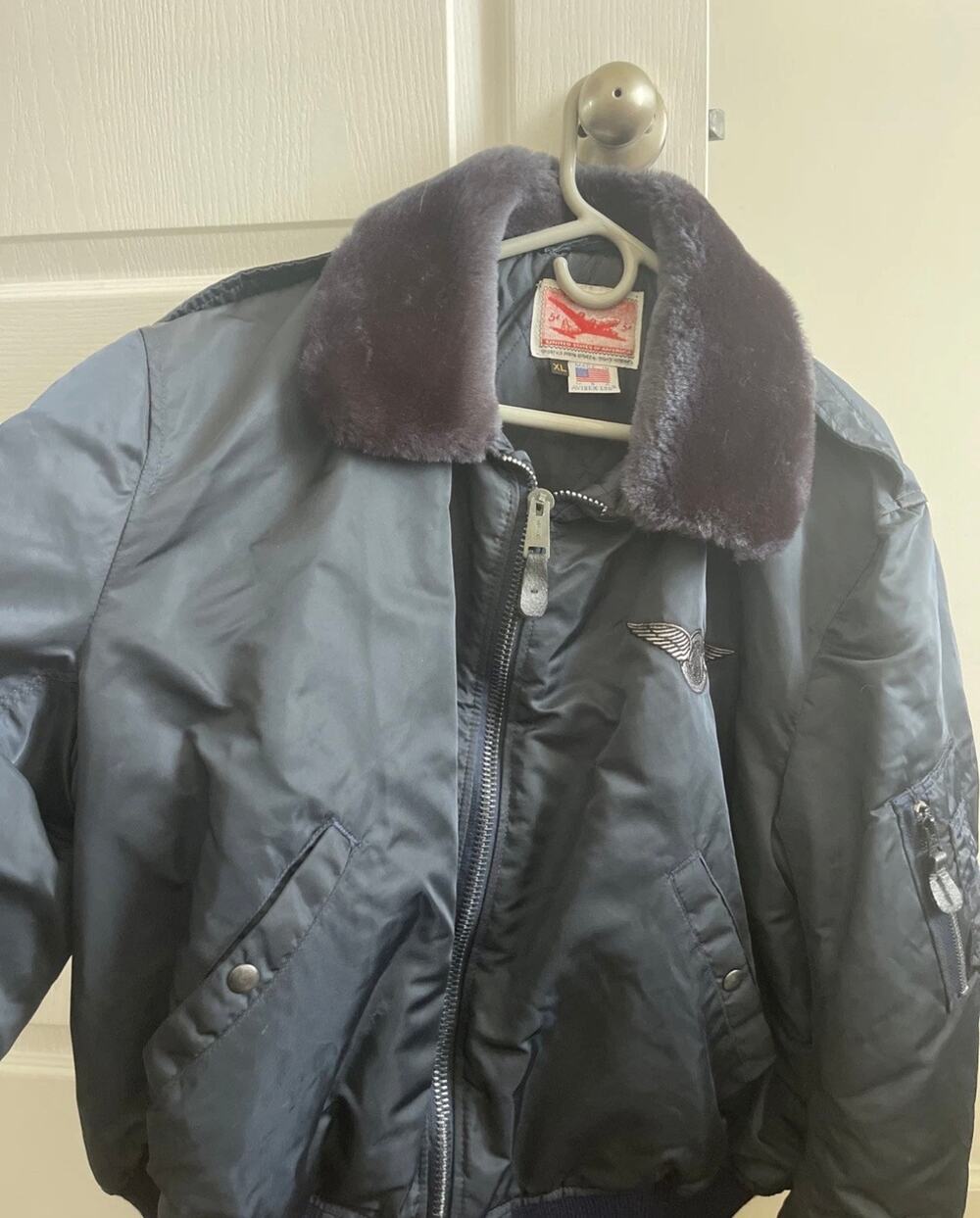 Vintage Air Mail Stamp Bomber Jacket, Windbreaker. USPS US Postal Service. 1997